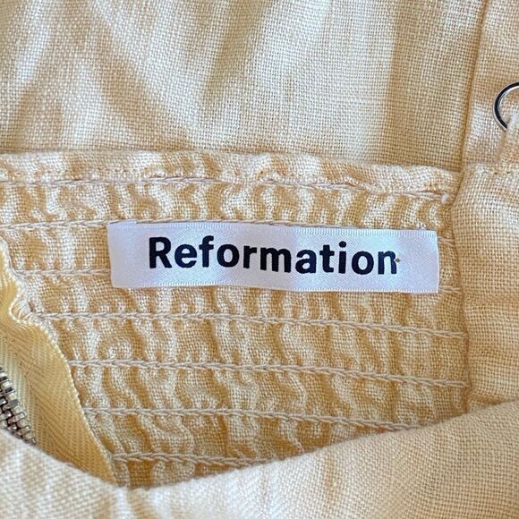 Reformation Cale Linen Midi Dress in Parmesan Size 0 - Picture 9 of 10
